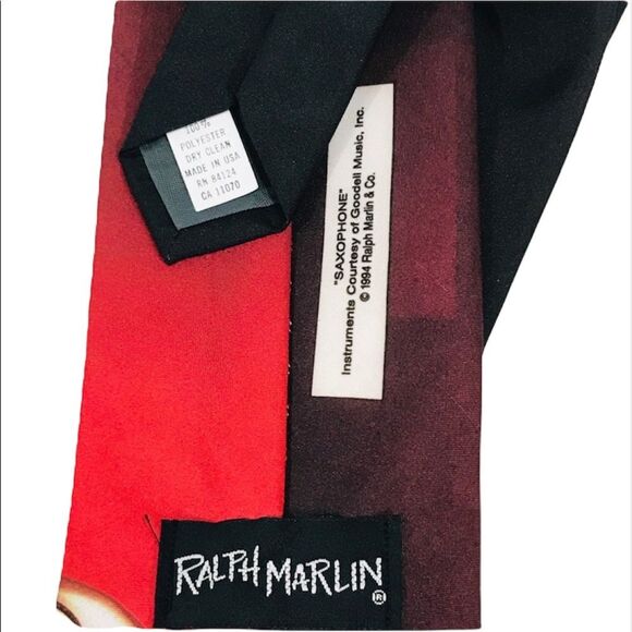 Ralph Marlin Saxophone Tie Red Black - Picture 4 of 5